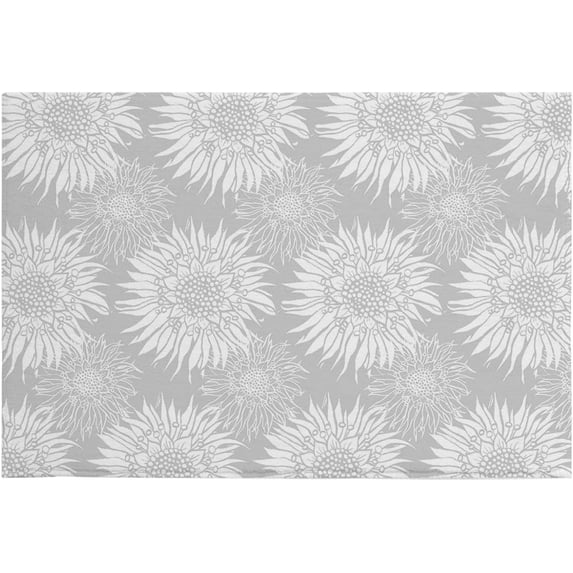 Abstract Sunflower Lines Grey Floral Blooms Indoor Doormat Non-Slip Front Door Mats,Welcome Mat, Bathroom Rugs 16x24 In