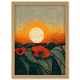 thumbnail image 1 of Abstract Sunrise Over Poppy Meadow William Morris Style Artwork Framed Wall Art Print A4, 1 of 4