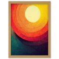 thumbnail image 1 of Abstract Sunrise Sunset Sunshine Retro Style Yellow Orange Cream Teal Artwork Framed Wall Art Print A4, 1 of 4