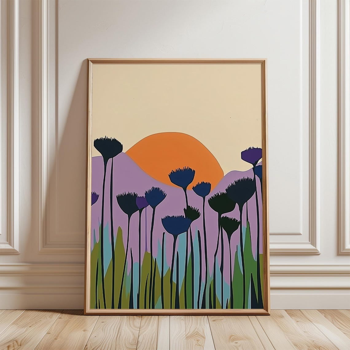 Abstract Sunset Landscape Print, Warm Colors Print Art, Orange Sun ...