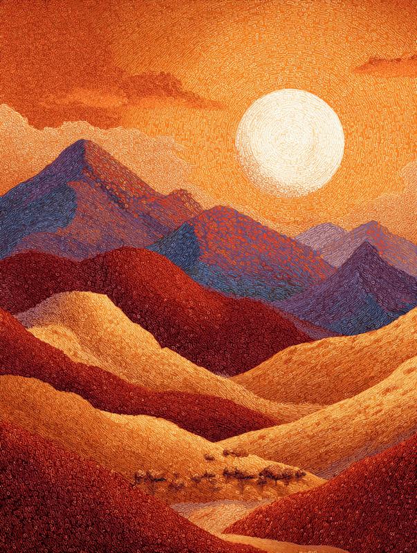 Abstract Sunset Mountains Canvas Print, Bohemian Decor, Suitable for ...