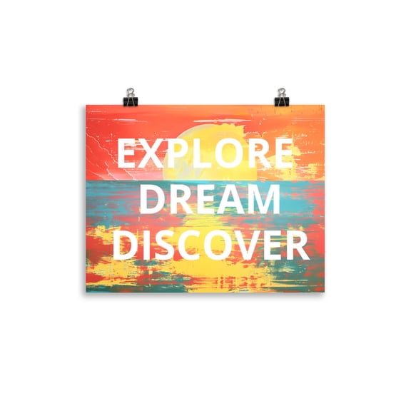 Abstract Sunset Painting Poster Print Maximalist Design Wall Art Explore Dream Discover (11″×14″)