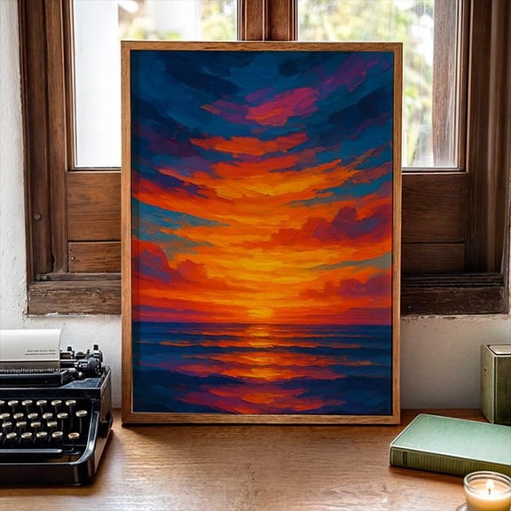 Abstract Sunset Print Poster Vibrant Sunset Wall Art Home Decor Wall Art Poster Decor, Unframed Poster Size 8x12