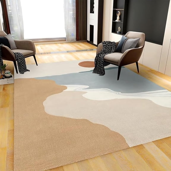 Abstract Sunshine Mountain Area Rug, Medieval Bohemia Non Slip Throw Accent Rug, Easy Care Stain Resistant Carpet For Indoor Living Room Bedroom Office Decor Mat 4x6ft