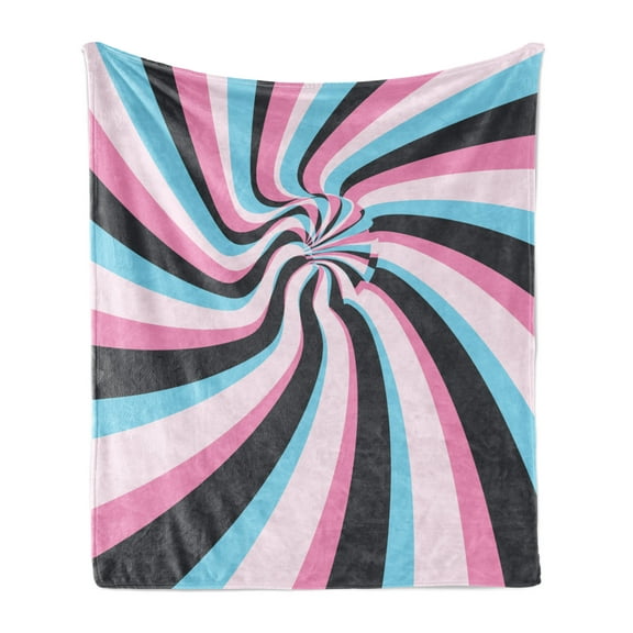 Abstract Surreal Soft Flannel Fleece Throw Blanket, Colorful Distorted Spiral Optical Illusion, Cozy Plush for Indoor and Outdoor Use, 50" x 60", Multicolor, by Ambesonne