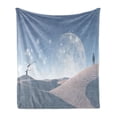 thumbnail image 1 of Abstract Surreal Soft Flannel Fleece Throw Blanket, Dreamlike Desert Landscape with Moon and Man, Cozy Plush for Indoor and Outdoor Use, 50" x 60", Purpleblue Blue Grey, by Ambesonne, 1 of 5