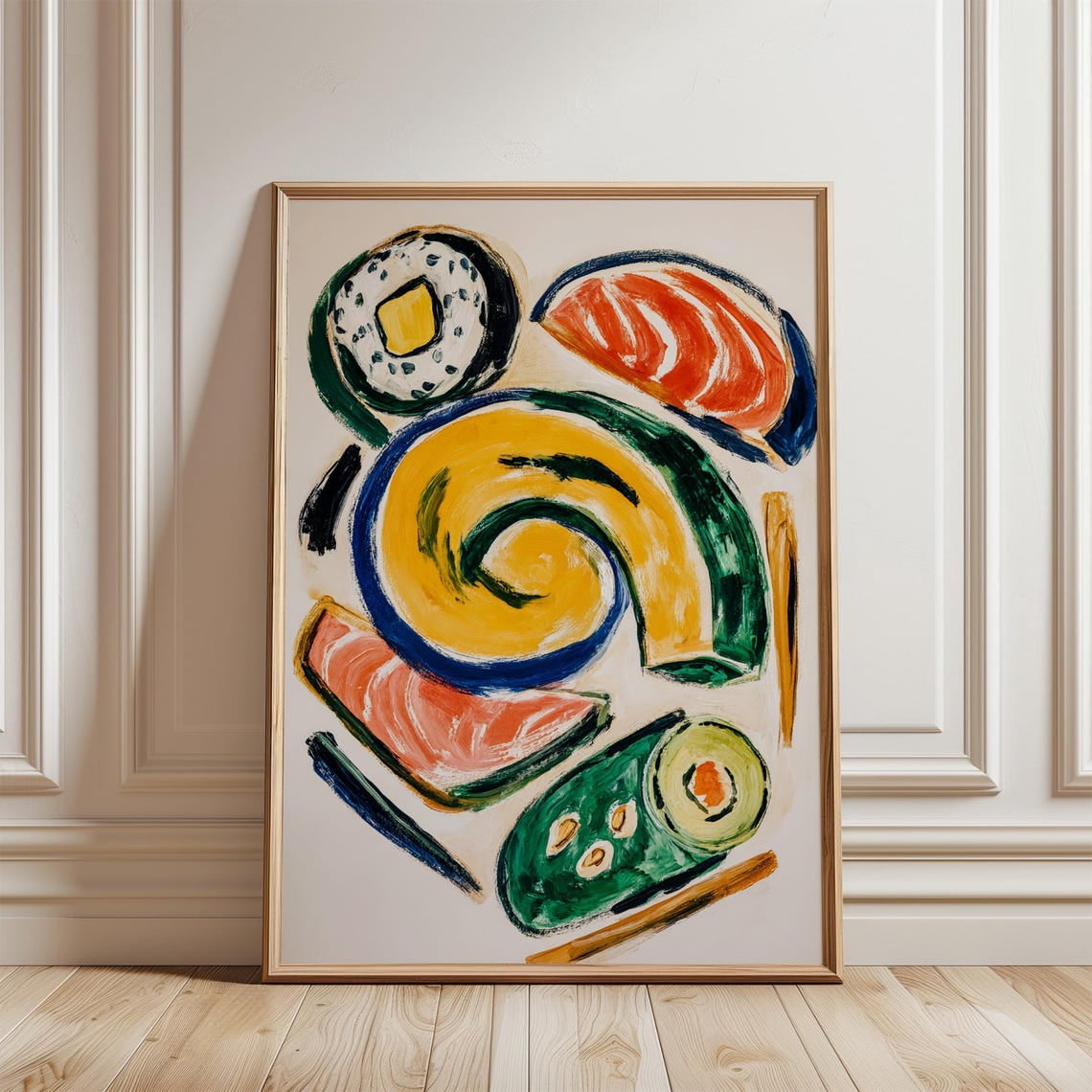 Abstract Sushi Colourful Food Illustration Modern Japanese Style Decor ...