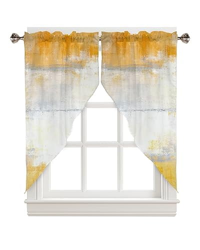 Abstract Swag Valance Curtains Art Brown Khaki Texture Rod Pocket ...