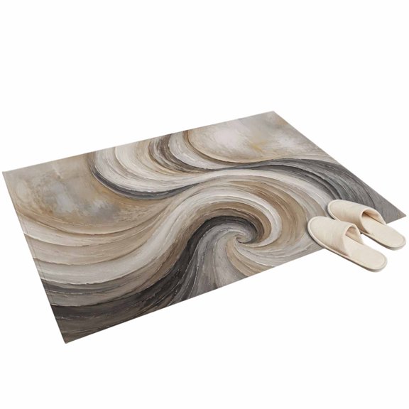 Abstract Swirl Artwork Washable Area Rug 2 x 3 ft Brown Ombre Circular Spiral Waves Soft Non‑Slip Rugs Stain Repellent Indoor Mats for Front Door, Narrow Hallway, Kitchen Doorway, Bedside