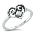 thumbnail image 1 of Abstract Swirl Heart Owl Animal Ring .925 Sterling Silver Band Jewelry Female Male Unisex Size 4, 1 of 4
