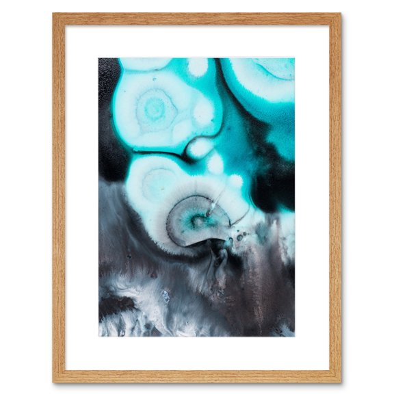 Abstract Swirl Paint Turquoise Art Print Framed Poster Wall Decor 9x7 inch