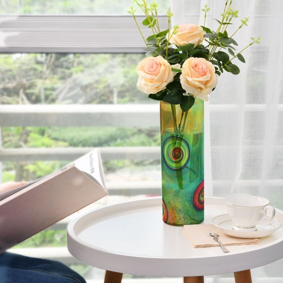 Abstract Swirl Pattern Plastic Vase 11.8'' x 3.9'' Transparent Non Breakable Decorative for Family