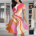 thumbnail image 1 of Abstract Swirl Pink Orange Art Women's Classic Swing Skater Dress Casual Work Party Cocktail Dresses, 1 of 6