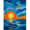 thumbnail image 1 of Abstract Swirl Sun Ocean Canvas Wall Art, Modern Coastal Print for Living Room, Bedroom, Office and Cafe Decor, 1 of 8