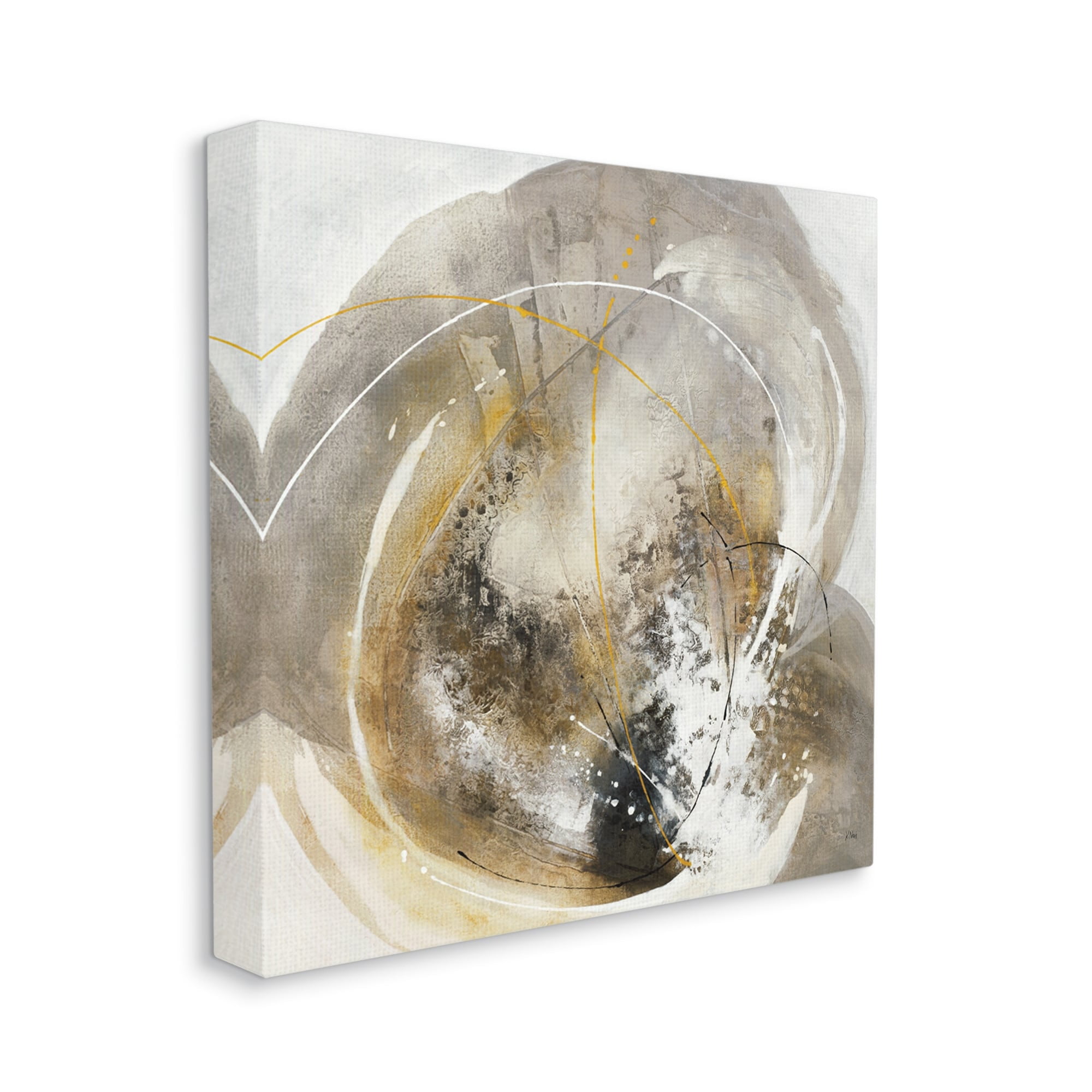 Abstract Swirling Brush Strokes Black White Grey 24 in x 24 in Painting Canvas Art Print, by Stupell Home Décor