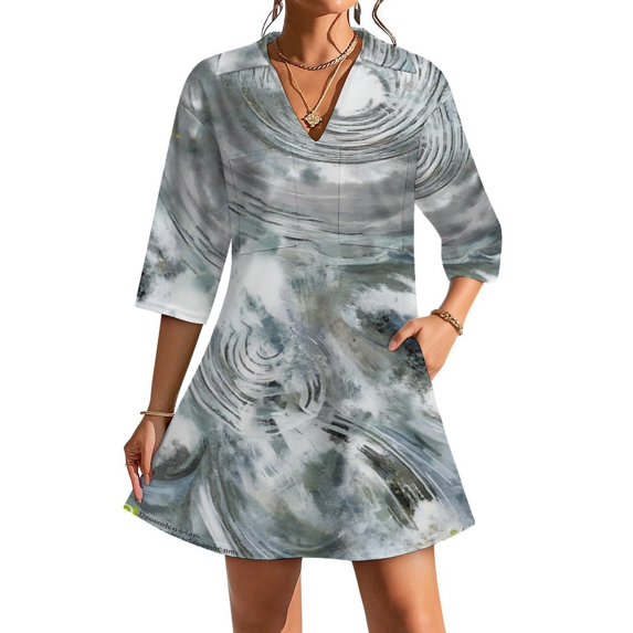 Robe Fille Crewcuts Manches 3/4 Taille 10 Grise - Style A-line Genou, Occasion Très Bon état