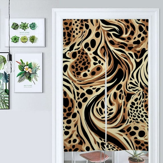 Abstract Swirling Leopard Print Pattern Door Curtain Nordic Living Room DoorCurtain Porch Partition Curtain Kitchen Rative Half Curtain