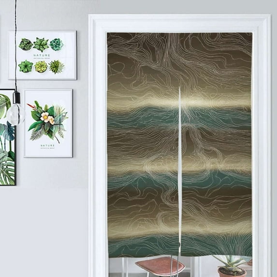 Abstract Swirling Line Art Wave Door Curtain Nordic Living Room DoorCurtain Porch Partition Curtain Kitchen Rative Half Curtain