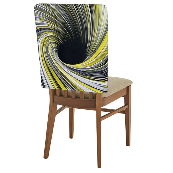 Abstract Swirling Vortex Chair Back Covers Set of 4 Yellow Gray Spiral ...