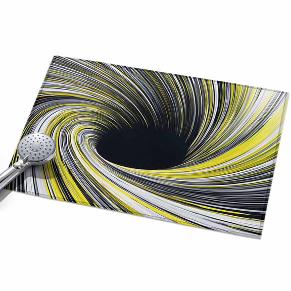 Abstract Swirling Vortex Front Door Rugs 2x3ft Yellow Gray Spiral Lines Dynamic Washable Rug, Non Slip Indoor Carpet Absorbent Floor Mat for Living Room Bedroom Dining Room