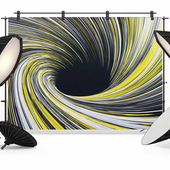 Abstract Swirling Vortex Photography Backdrop 7x5FT, Yellow Gray Spiral Lines Dynamic Photo Backdrops, Background for Photography Studio Photo Studio Background, Back Drop for Photoshoot