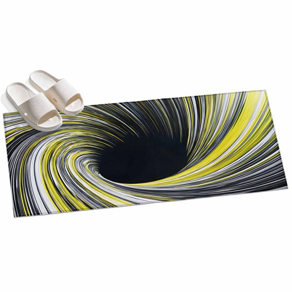 Abstract Swirling Vortex Runner Rugs 2x6ft Yellow Gray Spiral Lines Dynamic Washable Rug, Non Slip Indoor Carpet Absorbent Floor Mat for Living Room Bedroom Dining Room