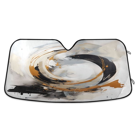 Abstract Swirls Circular Car Windshield Sun Shade Foldable Car Front Window Visor Heat and UV Protection 53x23.5