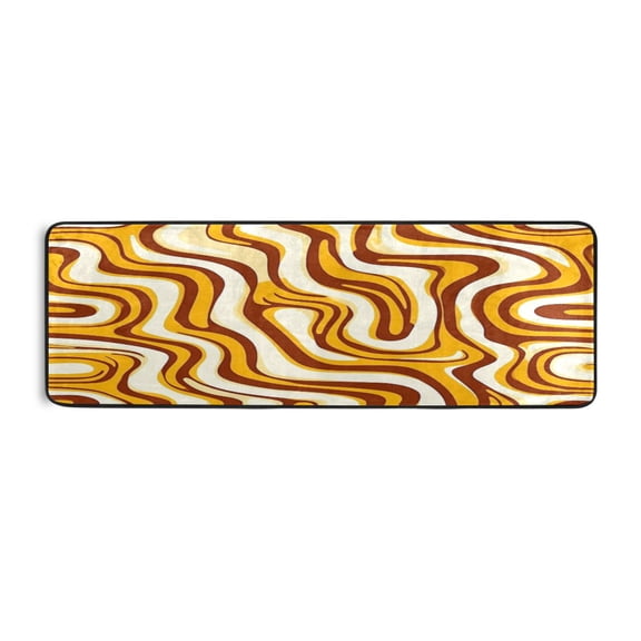 Abstract Swirls Pattern 72x24" Runner Rug, Non-Slip Memory Foam Cushion, Anti-Crease for Hallways and Bedrooms