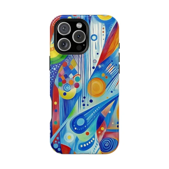 Abstract Symphony Blue Kandinsky Inspired Modern Art Case for iPhone 17 16 15 14 13 12 11 Pro Max A00506