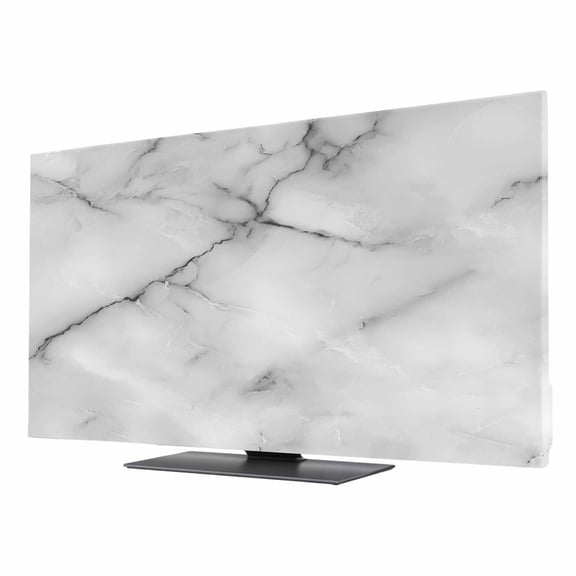 Abstract TV Dust Cover 40 Inch, Grey Marble Texture Black Crack Lines Modern Art Computer Monitor Cover Dustproof Stretchable Indoor TV Screen Protector for LED LCD Universal Monitors
