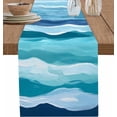 Abstract Table Runner Dresser Scarf Ocean Themed Wave Ombre Stripes ...