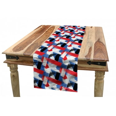 Abstract Table Runner, Geometric Grunge Bold Stripes with Brushstrokes Motif, Dining Room Kitchen Rectangular Runner, 3 Sizes, by Ambesonne