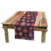 Abstract Table Runner, Hand Drawn Pastel Illustration of Circular Motifs on Purple Background, Dining Room Kitchen Rectangular Runner, 3 Sizes, by Ambesonne