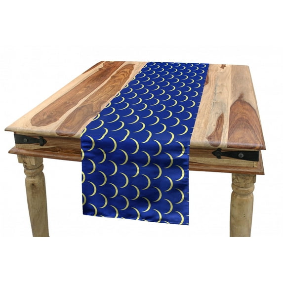Abstract Table Runner, Repeating Crescent Moon Silhouettes Bedtime Night Celestial Elements, Dining Room Kitchen Rectangular Runner, 3 Sizes, by Ambesonne
