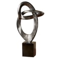 thumbnail image 1 of Abstract Table Sculpture, Metallic Silver and Black, Resembles a Stylized Infinity Symbol, 1 of 5