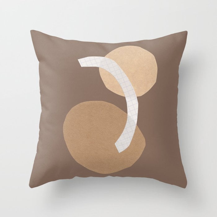 Abstract Tan Circles and White Curved Ribbon, Velvet Throw Pillow Cover ...