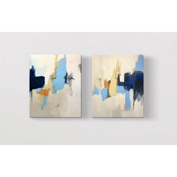 Abstract Tangerine Wall Art Prints Set of 2 by Martha Spak Designs