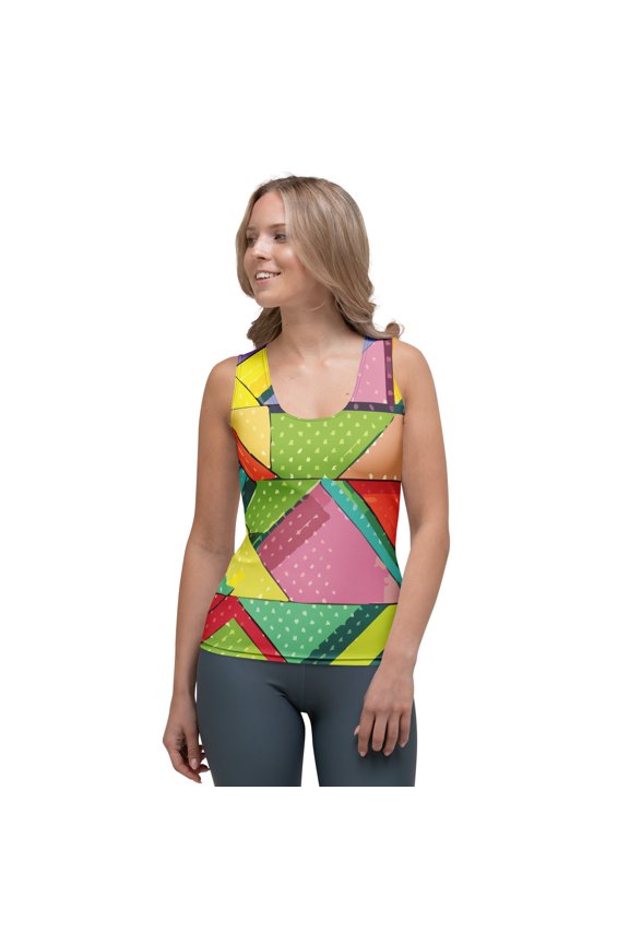 Women Poly Span Tank Top with Abstract Print Design 14
