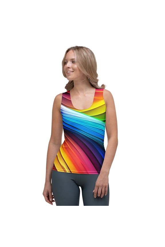 Women Poly Span Tank Top with Abstract Print Design 3