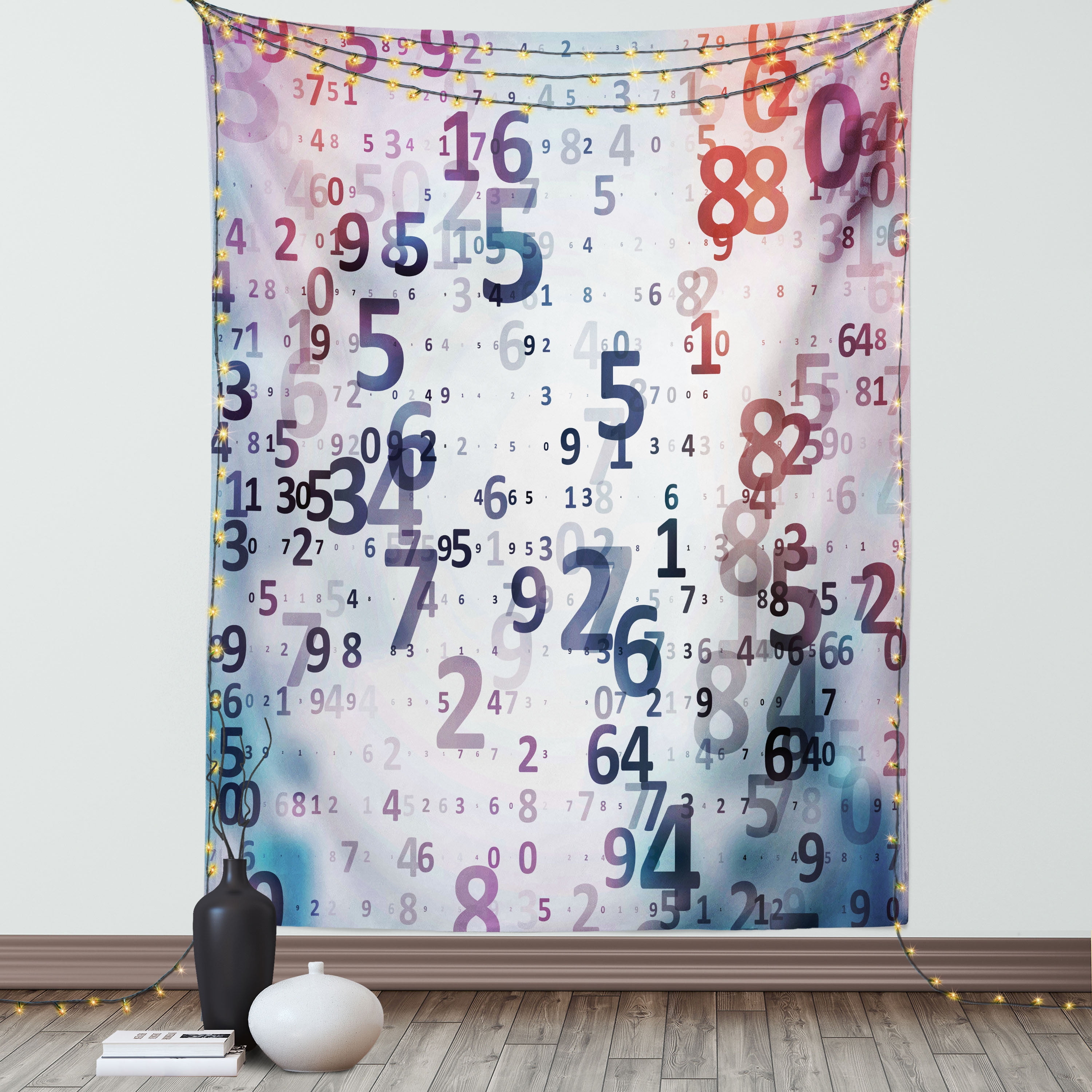 Ambesonne Abstract Computer Mouse Pad, Curved Ocean Waves with Sun Rising with Vibrant Sharp Rays Seascape Art, Rectangle Non-Slip Rubber Mousepad X-L : Ambesonne Abstract Tapestry, Digital Code Numbers