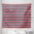 thumbnail image 1 of Abstract Tapestry, Geometric Horizontal Stripes Symmetric Minimal Art Lines Repetition, Fabric Wall Hanging Decor for Bedroom Living Room Dorm, 5 Sizes, Coral and Petrol Blue, by Ambesonne, 1 of 1