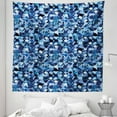 thumbnail image 1 of Abstract Tapestry, Intertwined Circular Elements in Monochrome, Fabric Wall Hanging Decor for Bedroom Living Room Dorm, 5 Sizes, Night Blue Pale Blue, by Ambesonne, 1 of 1