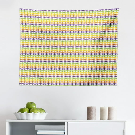 Abstract Tapestry, Marine Style Hand Drawn Brush Streaks Monochrome Checkered Inspired, Fabric Wall Hanging Decor for Bedroom Living Room Dorm, 2 Sizes, Sea Blue Aqua Pale Teal, by Ambesonne