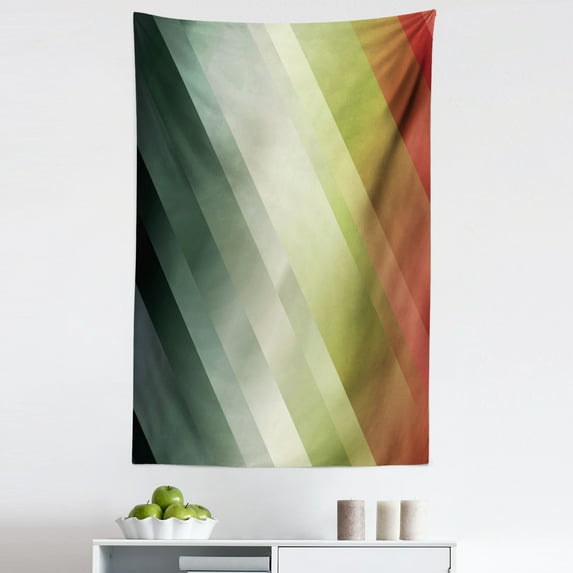 Abstract Tapestry, Modern Futuristic Effect Diagonal Rectangles Sci-Fi Concept Pattern, Fabric Wall Hanging Decor for Bedroom Living Room Dorm, 5 Sizes, Grey Teal Green Pale Rust, by Ambesonne
