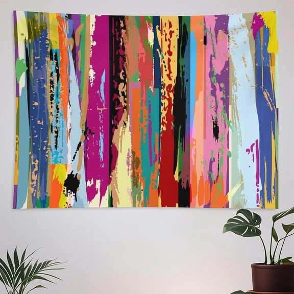 Abstract Tapestry Wall Hanging Colorful Rainbow Design Multicolored Graffiti Tainted Pattern Tapestries Home Decor for Living Room Bedroom Apartment Farmhouse Dorm 30"x40"