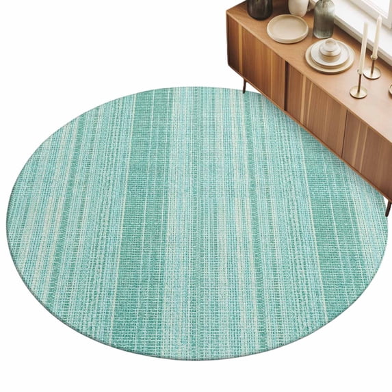 Abstract Teal Area Rugs 5' (Round) Rustic Farmhouse Minimalist Teal ...
