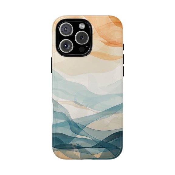 Abstract Teal Digital Wind Canvas Phone Case for iPhone 17 16 15 14 13 12 11 Pro Max