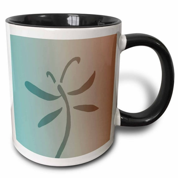 3drose, Abstract Teal Dragonfly, 11oz Two-tone Black Mug