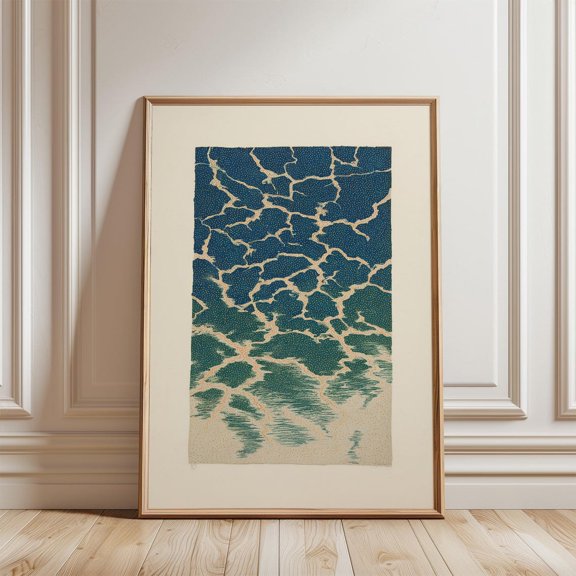 Abstract Teal Fractured Geometric Blue Gradient Vertical Modern, Unframed Paper Poster 8x10in