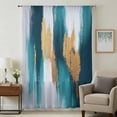 thumbnail image 1 of Abstract Teal Gold Sheer Curtains 45 Inches Long, Green White Wall Art Textured Light Filering Curtains, Breathable Simi Curtain Privacy Drapes for Kitchen Bathroom Lightweight Small Window Treatment, 1 of 9